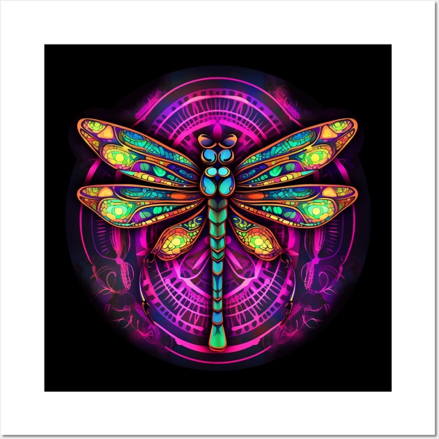 Neon Dragonfly Wall Art by DavidLoblaw